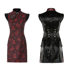 Visions Of China Mini Dress - Black & Red - PunkRave