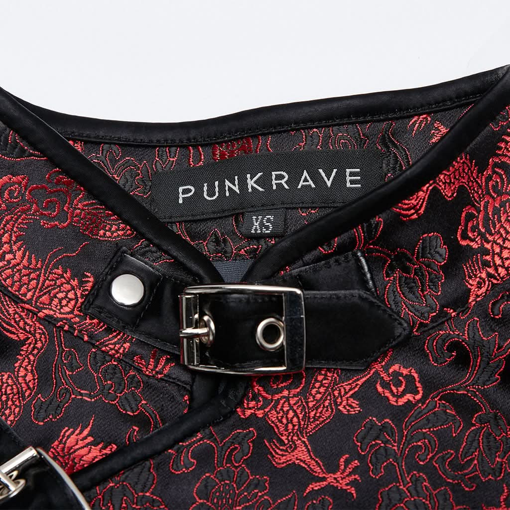 Visions Of China Mini Dress - Black & Red - PunkRave