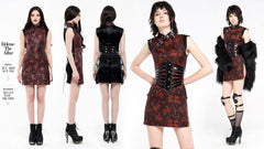 Visions Of China Mini Dress - Black & Red - PunkRave