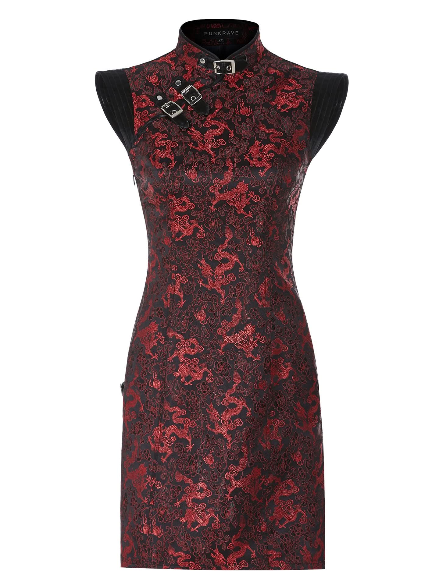 Visions Of China Mini Dress - Black & Red - PunkRave