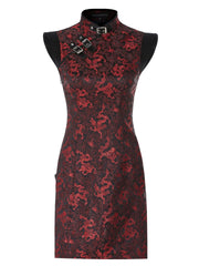Visions Of China Mini Dress - Black & Red - PunkRave
