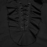 Epitaph Men's Gothic Shirt & Blouse with Ruffled in Cotton Fabric in Black