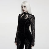 Eleonora Women's Gothic Top with Lace Sleeves in Black