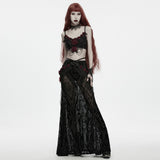 Limmeridge Women's Gothic Lace Hip Chain Harness with Roses in Black & Red