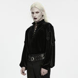 Hawthorn Men's Gothic Velvet Lace-Up Shirt in Black