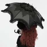 Gloam Women's Gothic Umbrella with Ruffles in Black