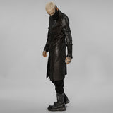 Pallor Gothic Distressed Faux Leather Harness Sleeve Jacket Men's