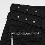 Belladonna Gothic Buckle and Studs Denim Skinny Pants