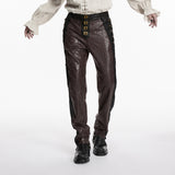Vigil Men's Gothic Faux Leather Cyberpunk pants in Coffee