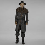 Huxley Steampunk Waxed Canvas Buckle Capelet Coat Men's