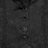 Vesper Women's Gothic Waistcoat with Ruffles in Jacquard Fabric, Lace in Black