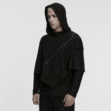 Aeronwen Gothic Distressed Eyelet Hooded Top Men's
