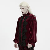 Klingsor Men's Gothic Velvet Dandy Shirt in Red
