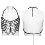 Nixie Women's Gothic Midnight Cross Layered Body Chain in Tarnished Bronze