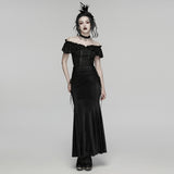 Cold Comfort Women's Gothic Top with Off-Shoulder Ruffle in Black