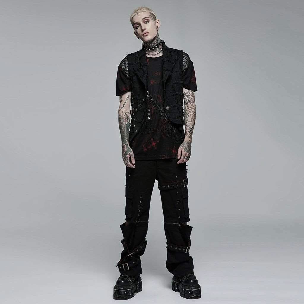 'Beyond Death' Waistcoat with Leather Straps - PunkRave