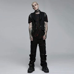 'Beyond Death' Waistcoat with Leather Straps - PunkRave