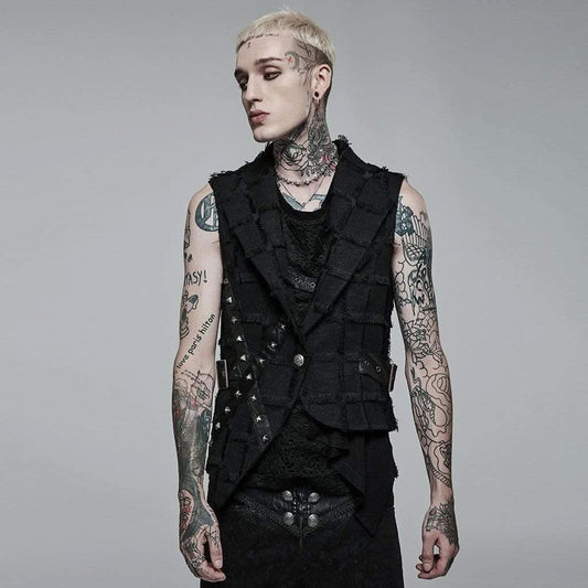 'Beyond Death' Waistcoat with Leather Straps - PunkRave