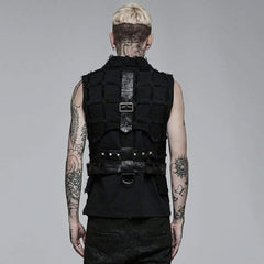'Beyond Death' Waistcoat with Leather Straps - PunkRave