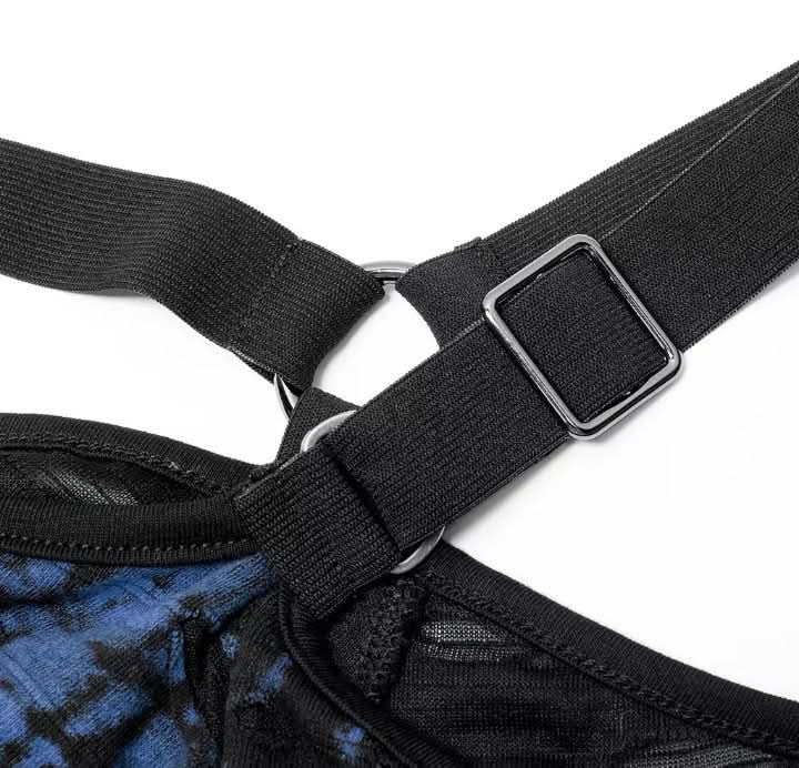 'Infernal Eternal' Off-shoulders Crop Top (Blue) - PunkRave