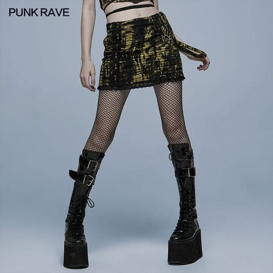 Electra Tie-dyed Mini Skirt (Yellow) - PunkRave