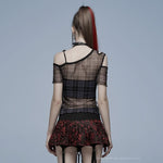 Luna Plaid Mesh Dress (Black) - PunkRave