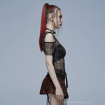 Luna Plaid Mesh Dress (Black) - PunkRave