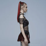 Luna Plaid Mesh Dress (Black) - PunkRave
