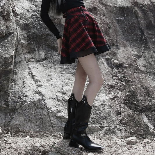 Seori A-Line Skirt (Checkered) - PunkRave