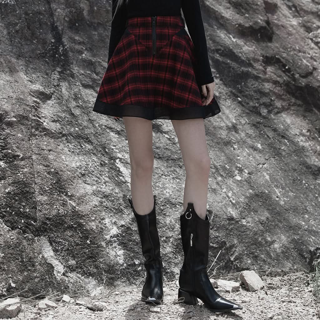 Seori A-Line Skirt (Checkered) - PunkRave