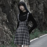 Watercolor Eyes Suspender Skirt (Checkered) - PunkRave