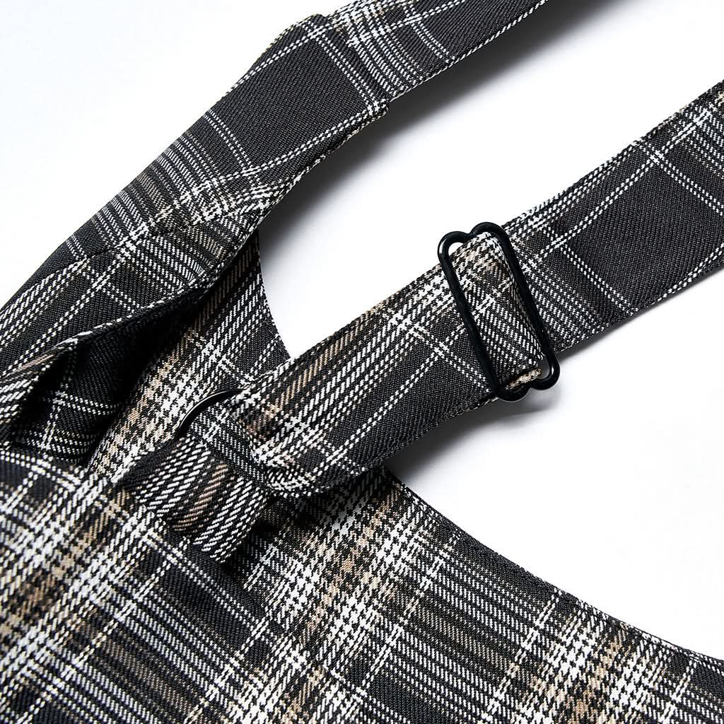 Watercolor Eyes Suspender Skirt (Checkered) - PunkRave
