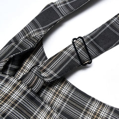 Watercolor Eyes Suspender Skirt (Checkered) - PunkRave