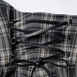 Watercolor Eyes Suspender Skirt (Checkered) - PunkRave