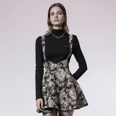 Gnarly Fiesta' Suspender Skirt (Beige) - PunkRave