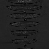 Widow Peak Women's Gothic T-shirt with Cut Outs in Soft Elastic Knit Fabric, Lace in Black