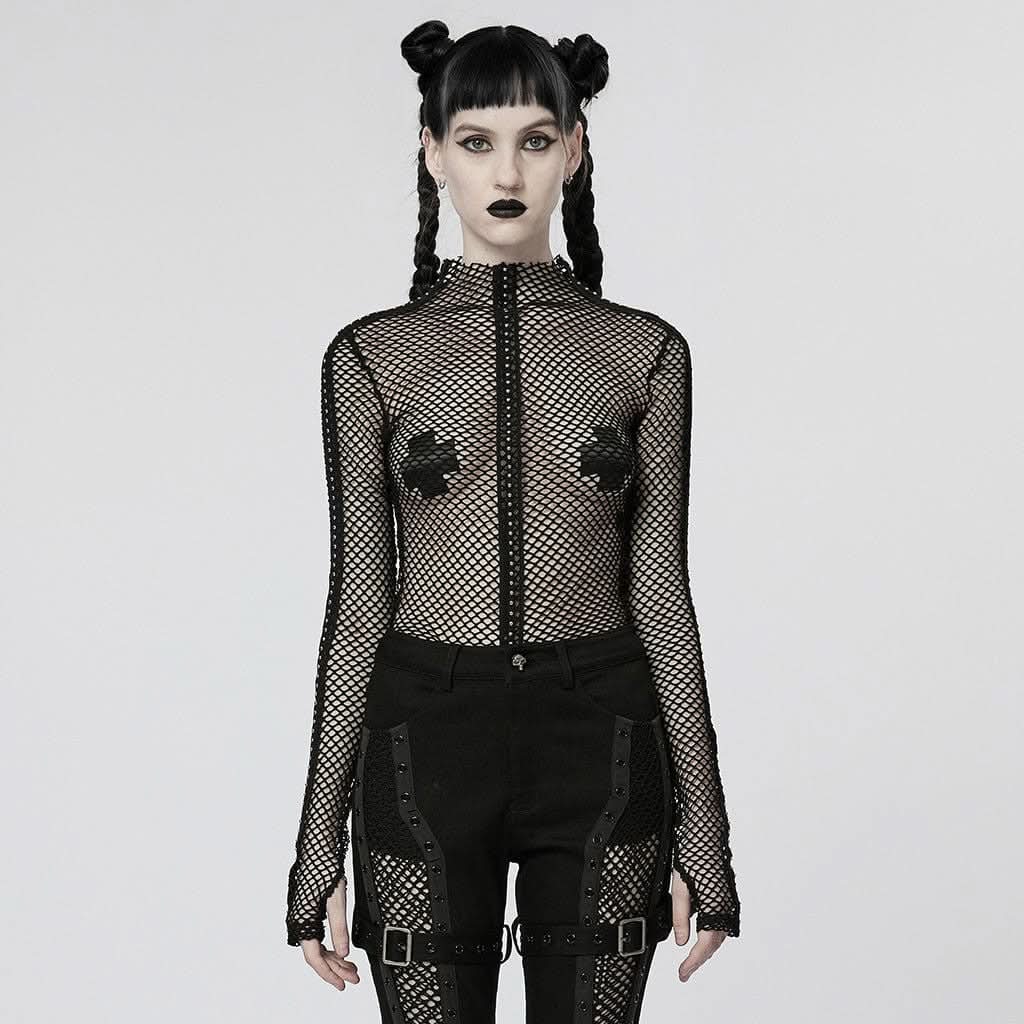 Razzle Dazzle Mesh Tee - Black - PunkRave