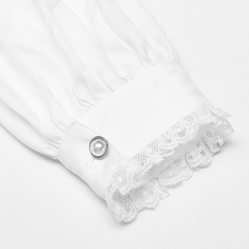 Midnight Mirage Peasant Shirt - White - PunkRave