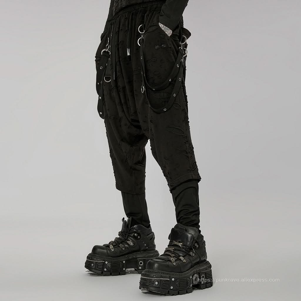 Purge Distressed Pants - Black - PunkRave