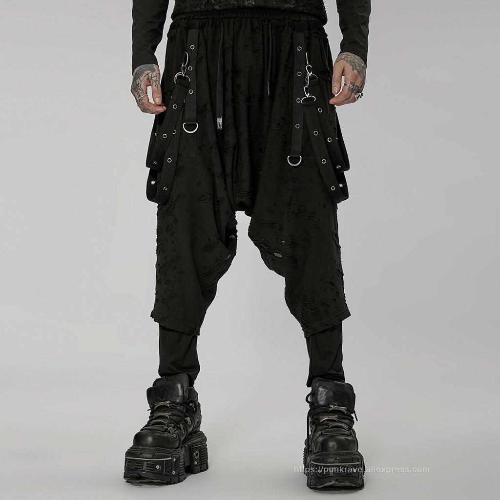 Purge Distressed Pants - Black - PunkRave