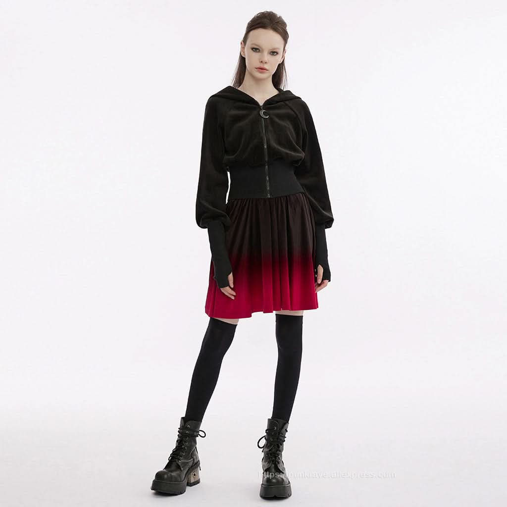 The Knight Gradient Dress - Black Red - PunkRave