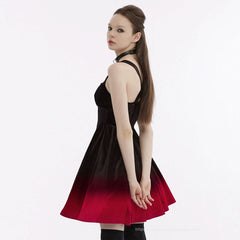 The Knight Gradient Dress - Black Red - PunkRave