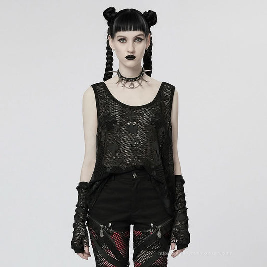 Skull Galore Tank Top - Black - PunkRave