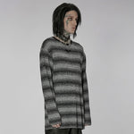 Sludge Grunge Striped Tee - Gray - PunkRave