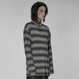 Sludge Grunge Striped Tee - Gray - PunkRave