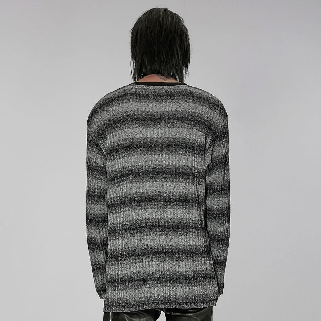 Sludge Grunge Striped Tee - Gray - PunkRave