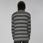 Sludge Grunge Striped Tee - Gray - PunkRave