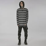 Sludge Grunge Striped Tee - Gray - PunkRave