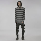 Sludge Grunge Striped Tee - Gray - PunkRave