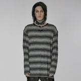 Sludge Grunge Striped Tee - Gray - PunkRave